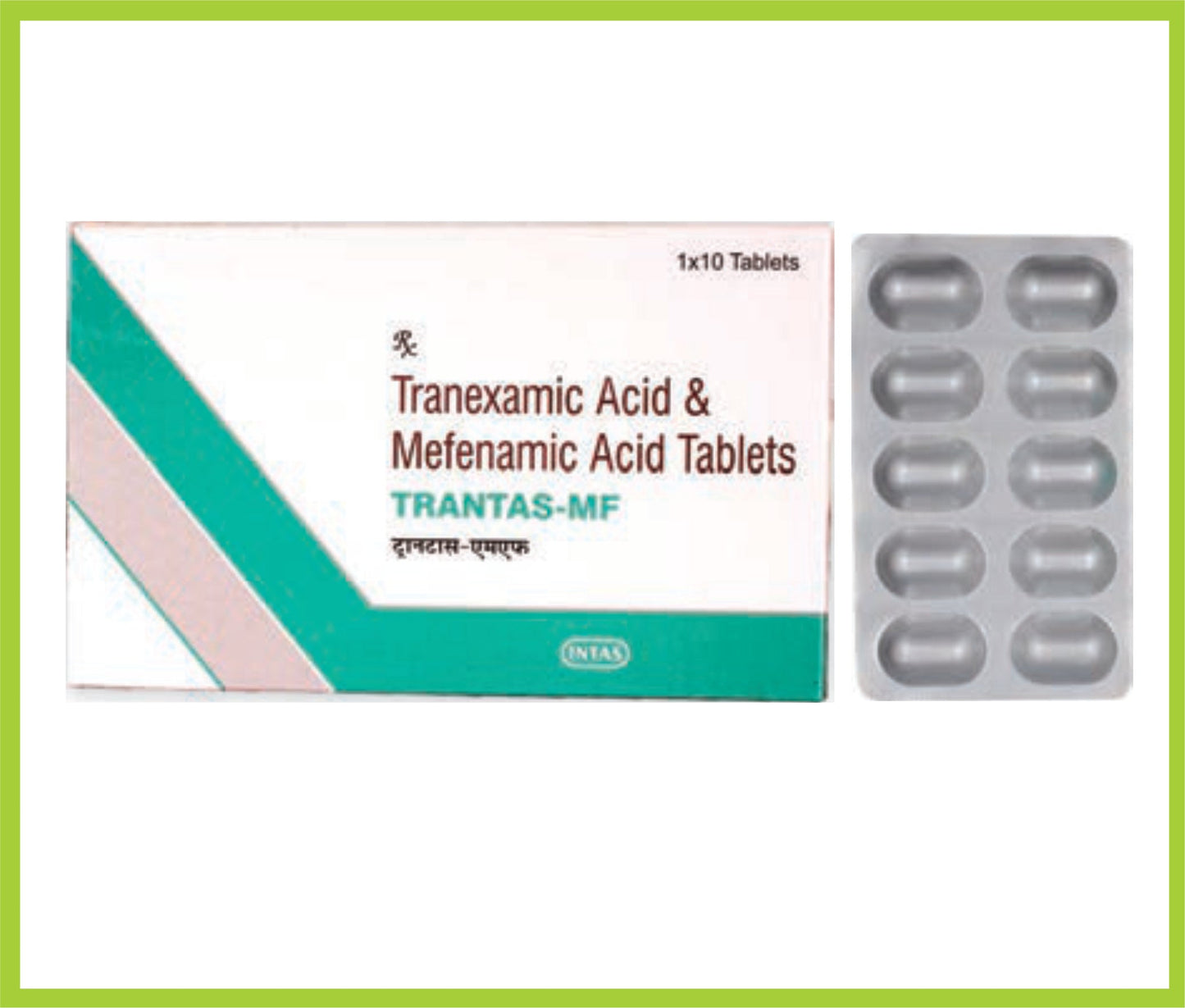TRANTAS- MF 10 TAB (حمض الترانيكساميك 500 مجم + حمض الميفيناميك 250 مجم) من إنتاس