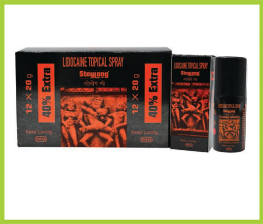 STEYLONG SPRAY 20 GM (Lidocaine 10% w/w + Propylene Glycol 30% w/w + Isopropyl Alcohol 10% w/w) by Intas