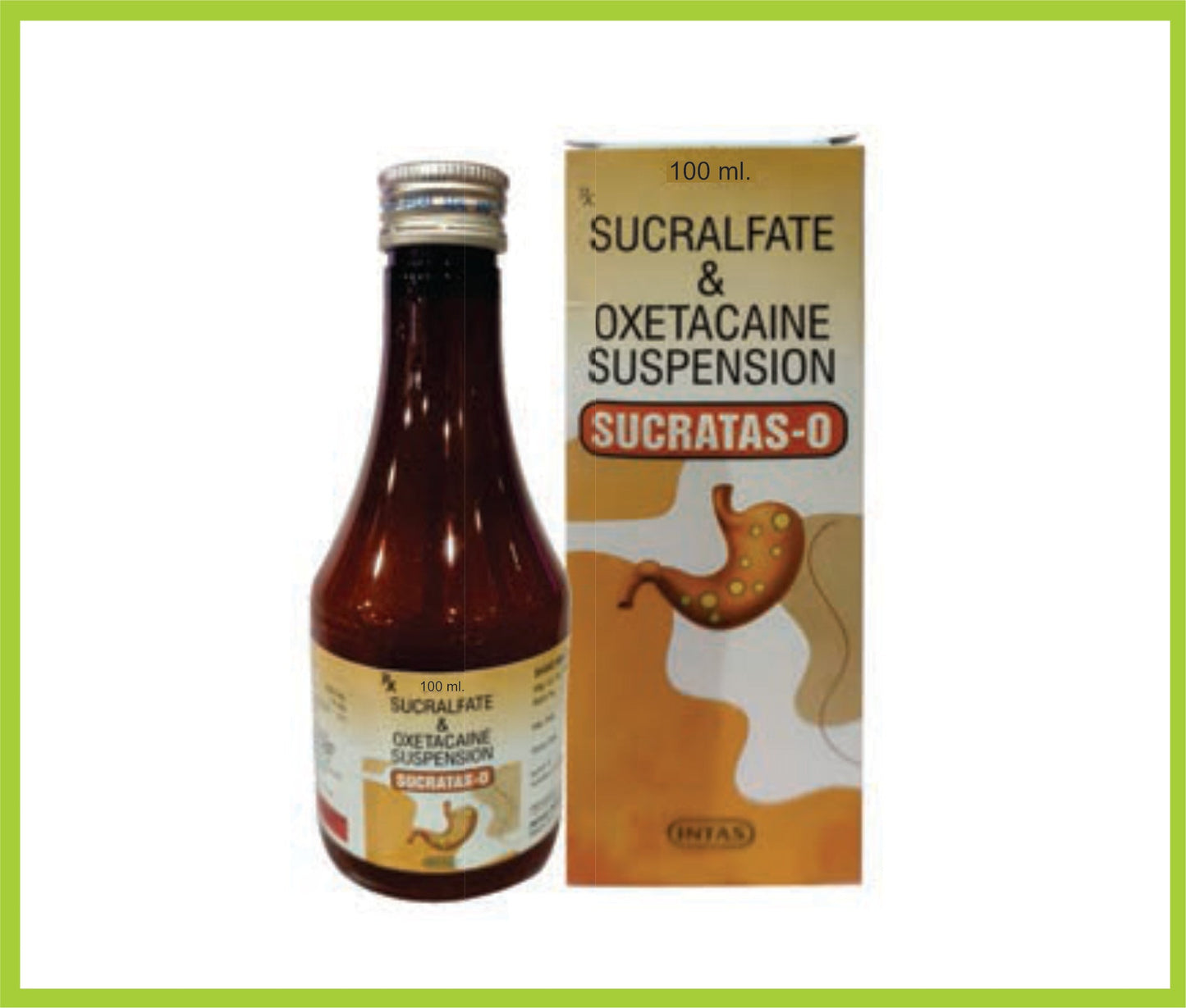 SUCRATAS- O SUS 100ML (Sucralfate 1000 mg + Oxetacaine 10 mg) by Intas