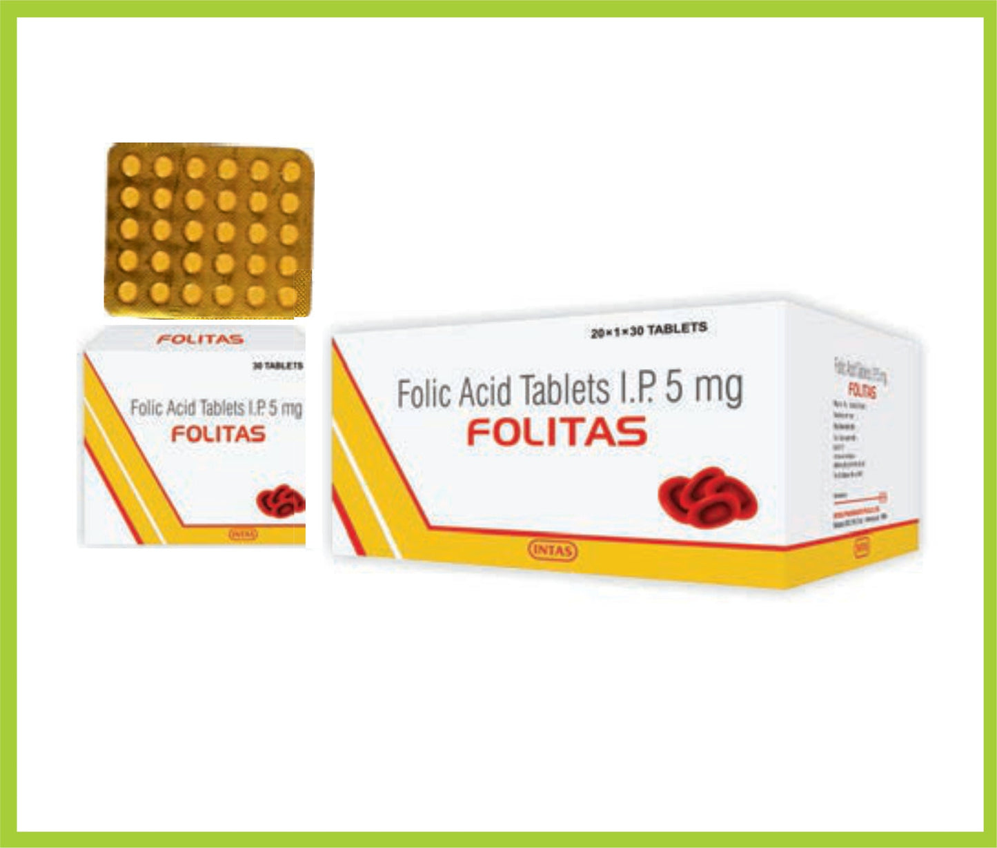 FOLITAS 30 TAB (حمض الفوليك 5 ملغ) من Intas