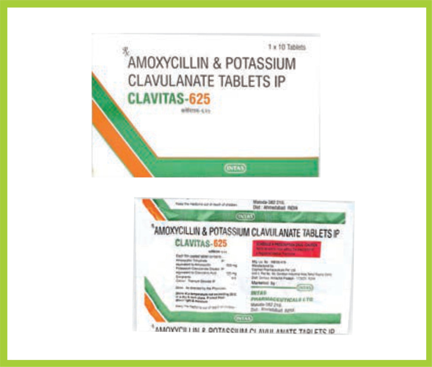 CLAVITAS-625 10 أقراص (أمـوكسيسيلين 500 ملجم + حمض الكلافولانيك 125 ملجم) من إنتاس