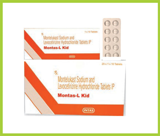 MONTAS-L KID 10 TAB (Montelukast 4 mg + Levocetirizine Hydrochloride 2.5 mg) by Intas