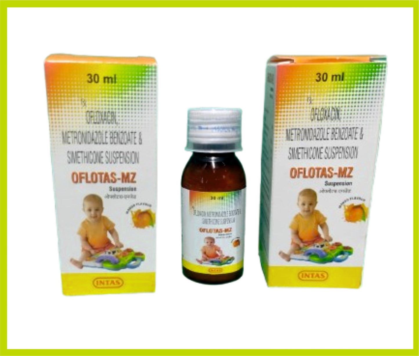 OFLOTAS-MZ SÜSPANSİYON 30 ML (Ofloksasin 50 mg + Metronidazol Benzoat 120 mg + Simetikon 10 mg) - Intas
