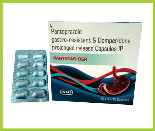 PANTAQUIK DSR 10 CAP (Pantoprazole Sodium 40 mg + Domperidone 10 mg) by Intas