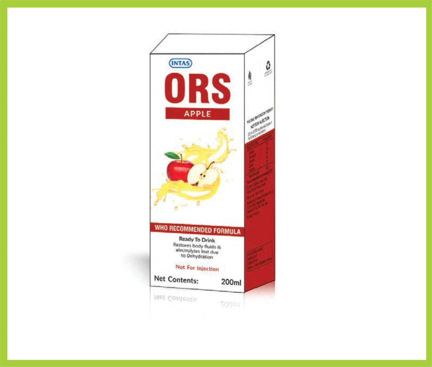 إنتاس أو آر إس (تفاح) 200 مل (محلول الإماهة الفموي بنكهة التفاح) من إنتاس