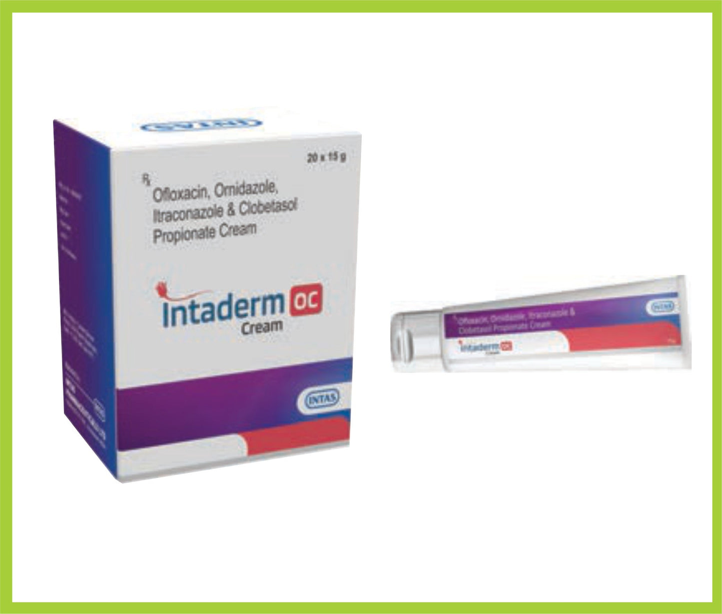 INTADERM OC 15GM (أوفلوكساسين 0.75% وزن/وزن + أورنيدازول 2% وزن/وزن + إيتراكونازول 1% وزن/وزن + كلوبيتاسول بروبيونات 0.05% وزن/وزن) من Intas
