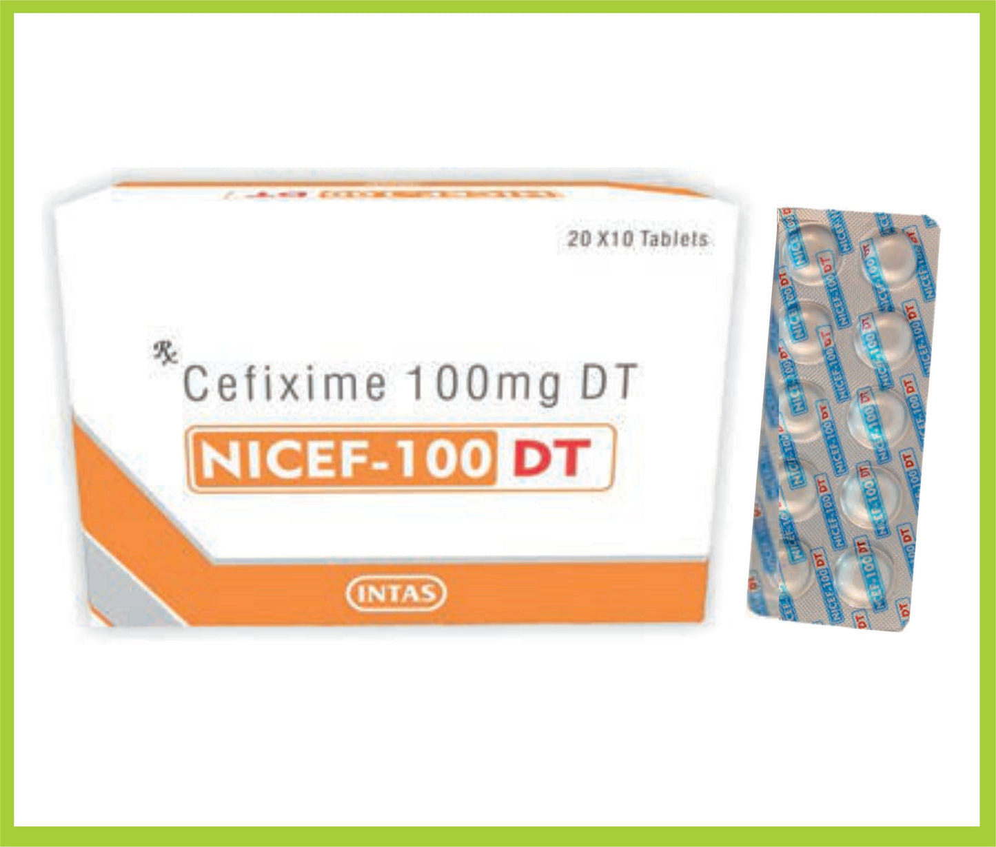 NICEF-100 DT 10 TABLET (Sefiksim 100 mg) - Intas