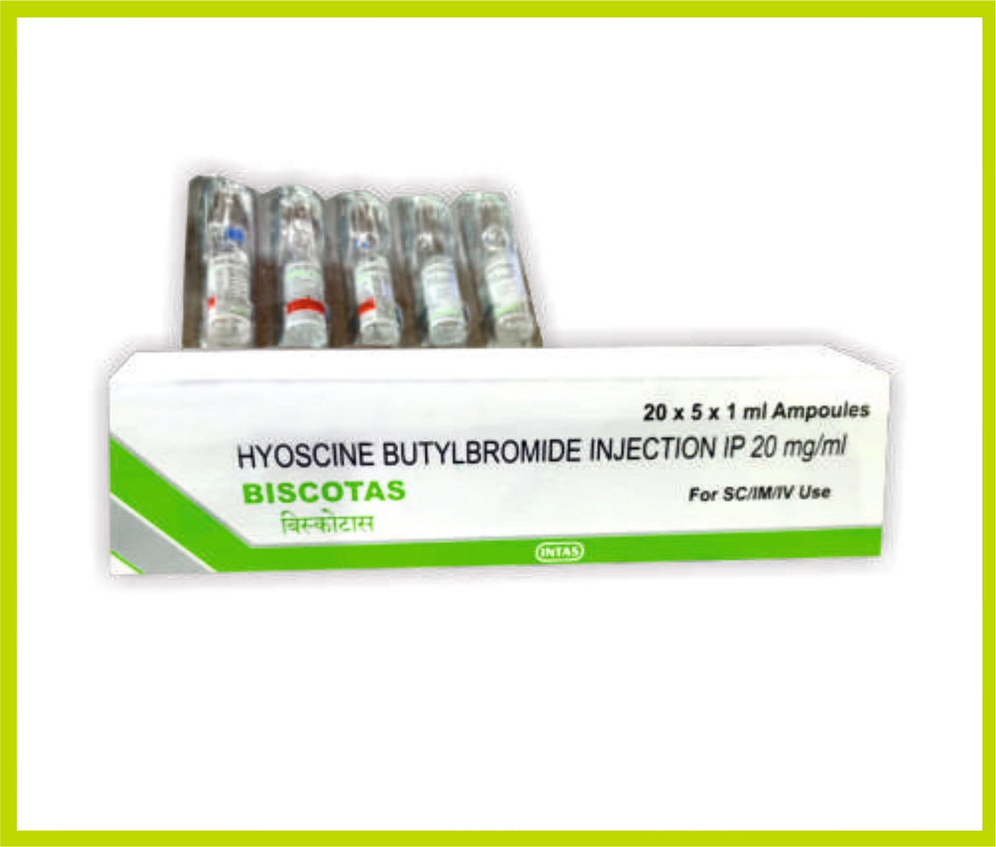 BISCOTAS 1ML INJ. (Hyoscine Butylbromide 20 mg) by Intas