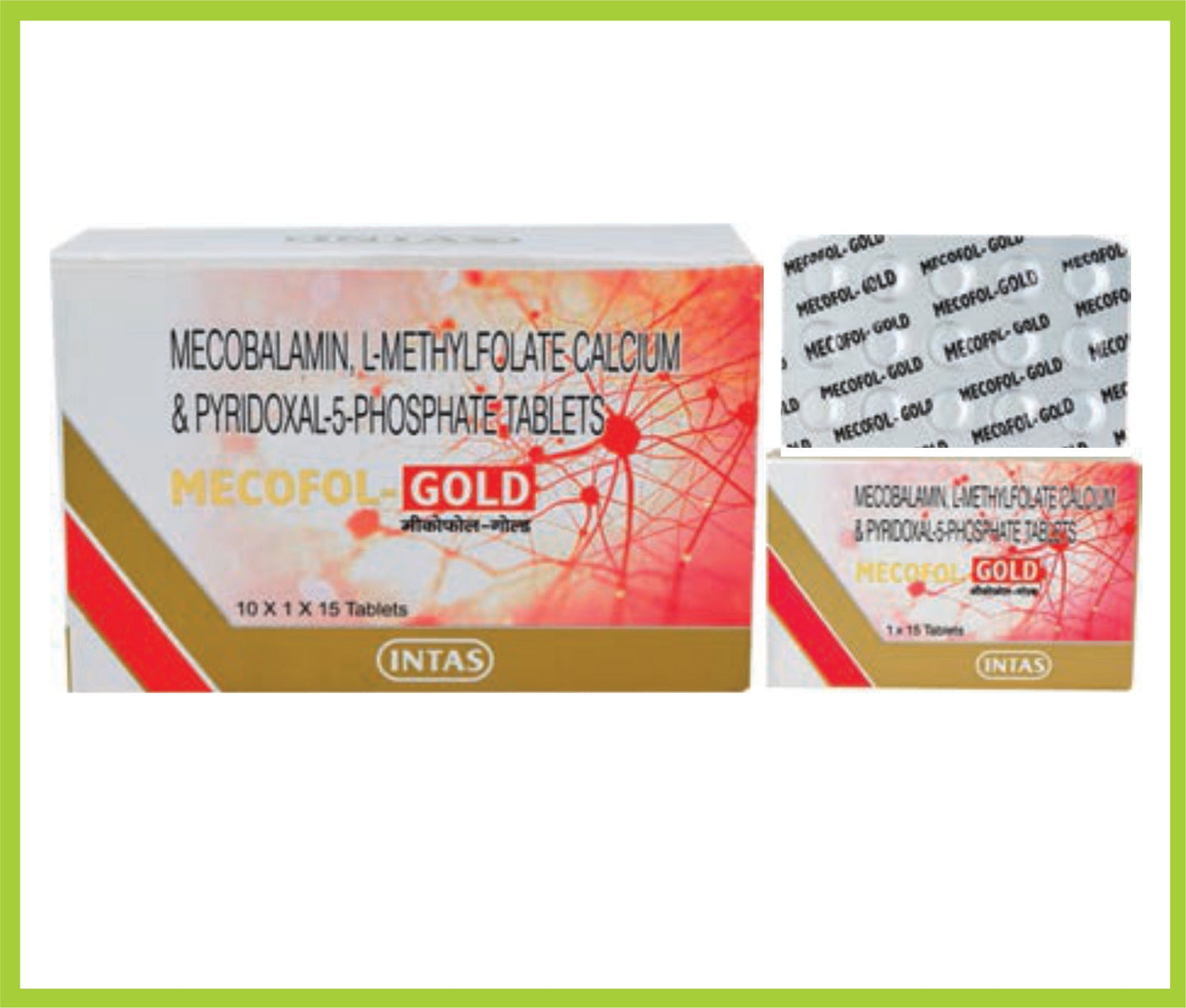 MECOFOL GOLD 15 TAB (ميثيل كوبالامين 1500 مكجم + ل-ميثيل فولات 1 مجم + بيريدوكسال-5-فوسفات) من إنتاس