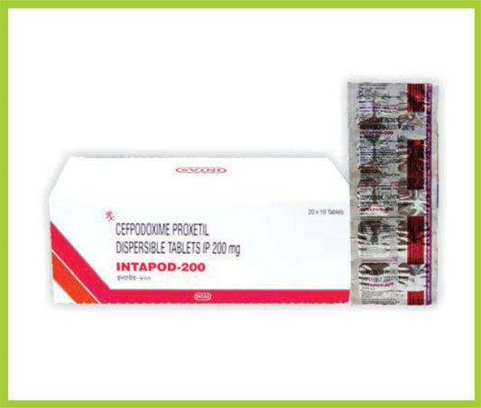 INTAPOD 200 10 TAB (OVAL) (Cefpodoxime 200 mg) by Intas