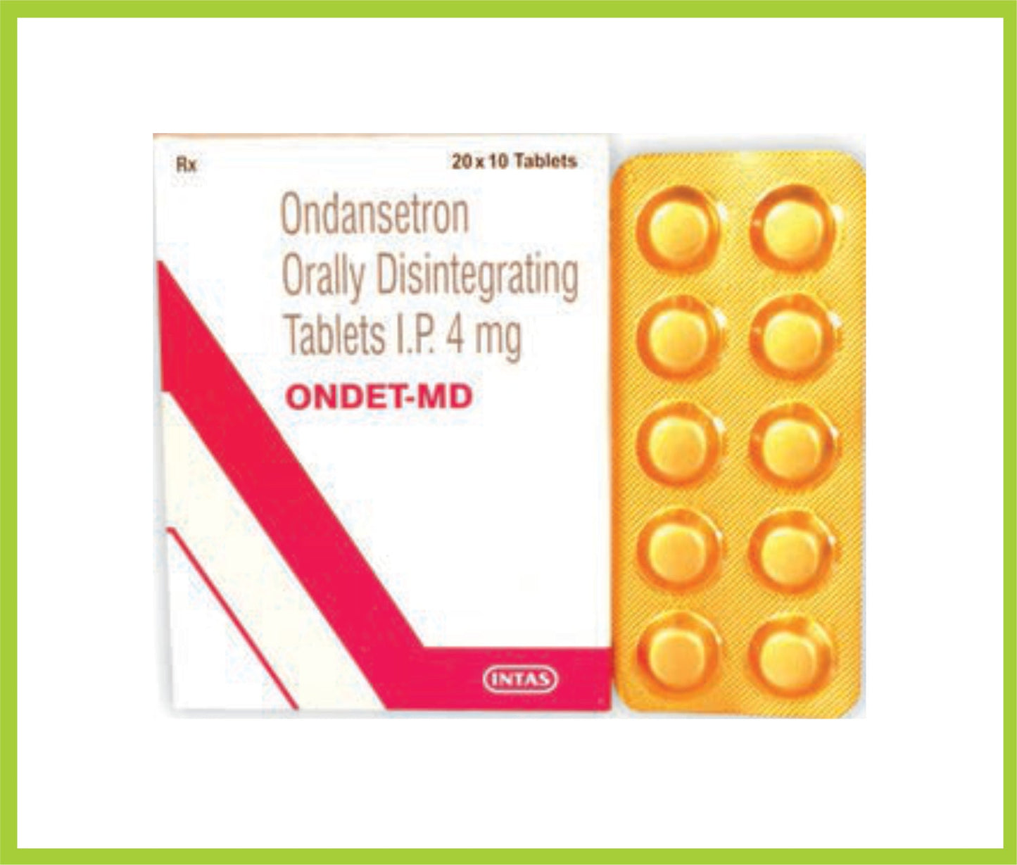 ONDet MD 10 TAB (مزيج) (أوندانسيترون هيدروكلوريد 4 ملجم) من Intas