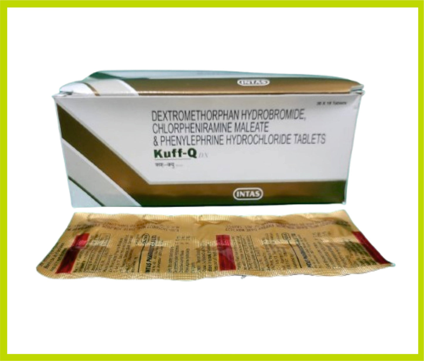 KUFF-Q DX 10 T (Combo) (ديكستروميثورفان هيدروبروميد 5 ملجم + كلورفينيرامين ماليات 2 ملجم + فينيليفرين هيدروكلوريد 5 ملجم) من إنتاس