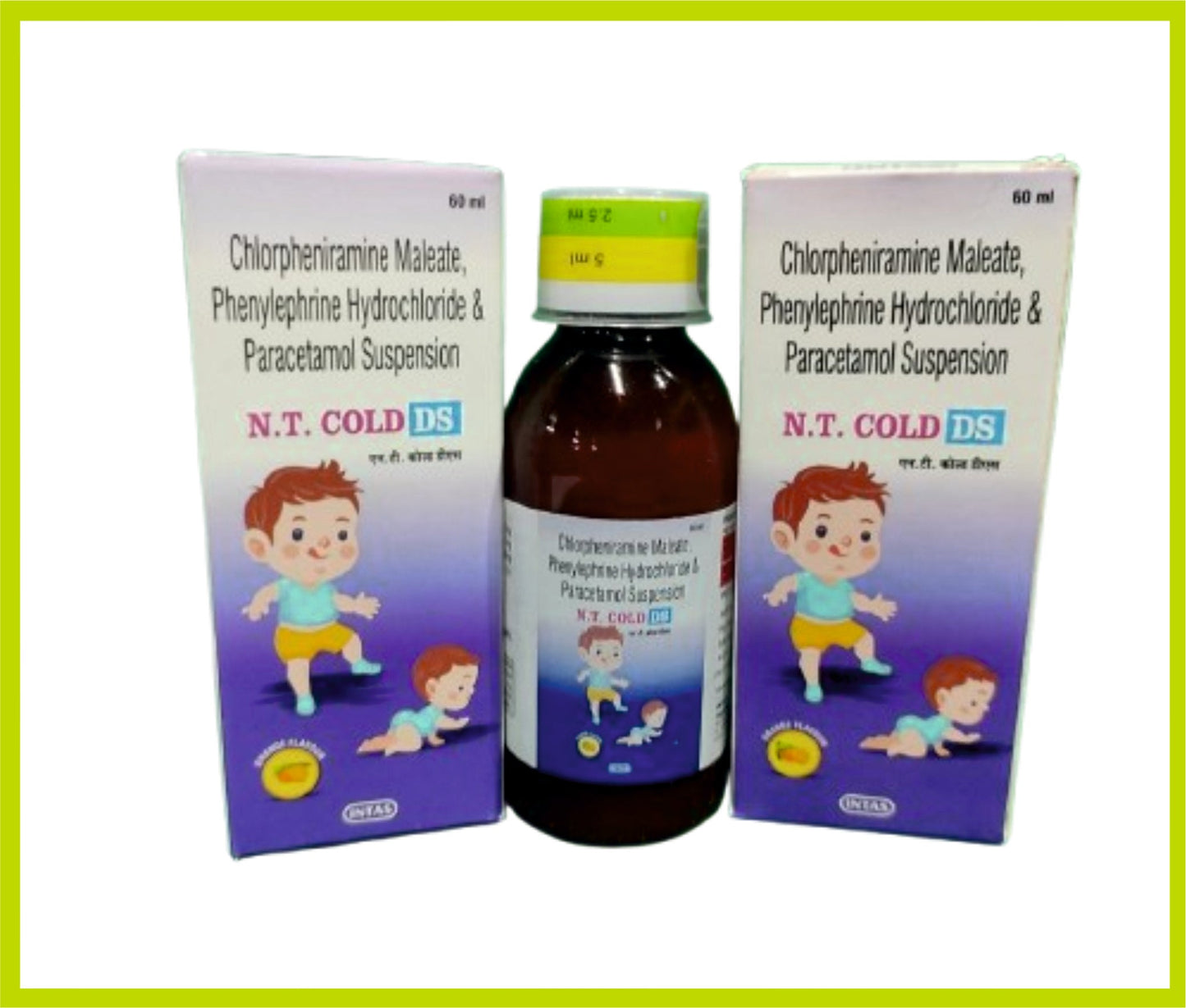 N.T. COLD DS 60ML (Chlorpheniramine Maleate 2 mg + Phenylephrine Hydrochloride 5 mg + Paracetamol 250 mg) by Intas