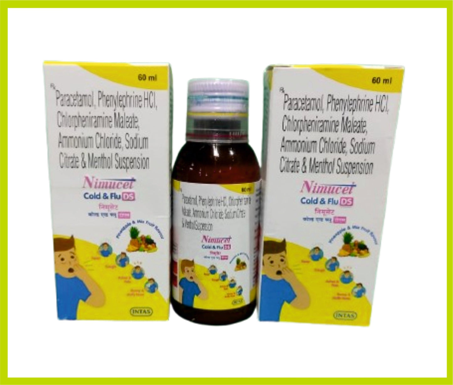 NIMUCET COLD & FLU DS SUS 60ML (Nimesulid 100 mg + Parasetamol 325 mg) - Intas ürünüdür