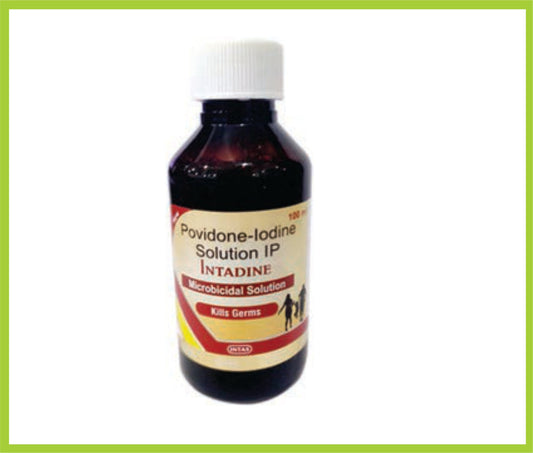INTADINE SOLUTION 100ML (Povidone Iodine 5%) by Intas