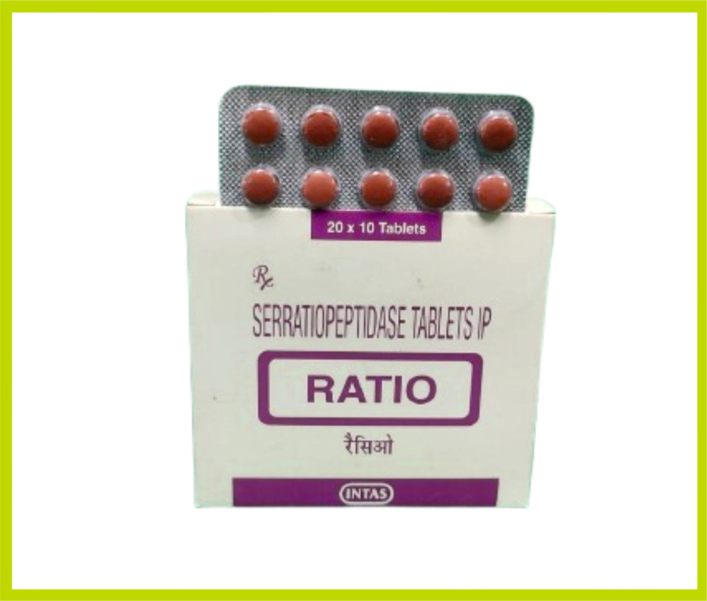 RATIO 10 TAB (Serratiopeptidase 10 mg) - Intas