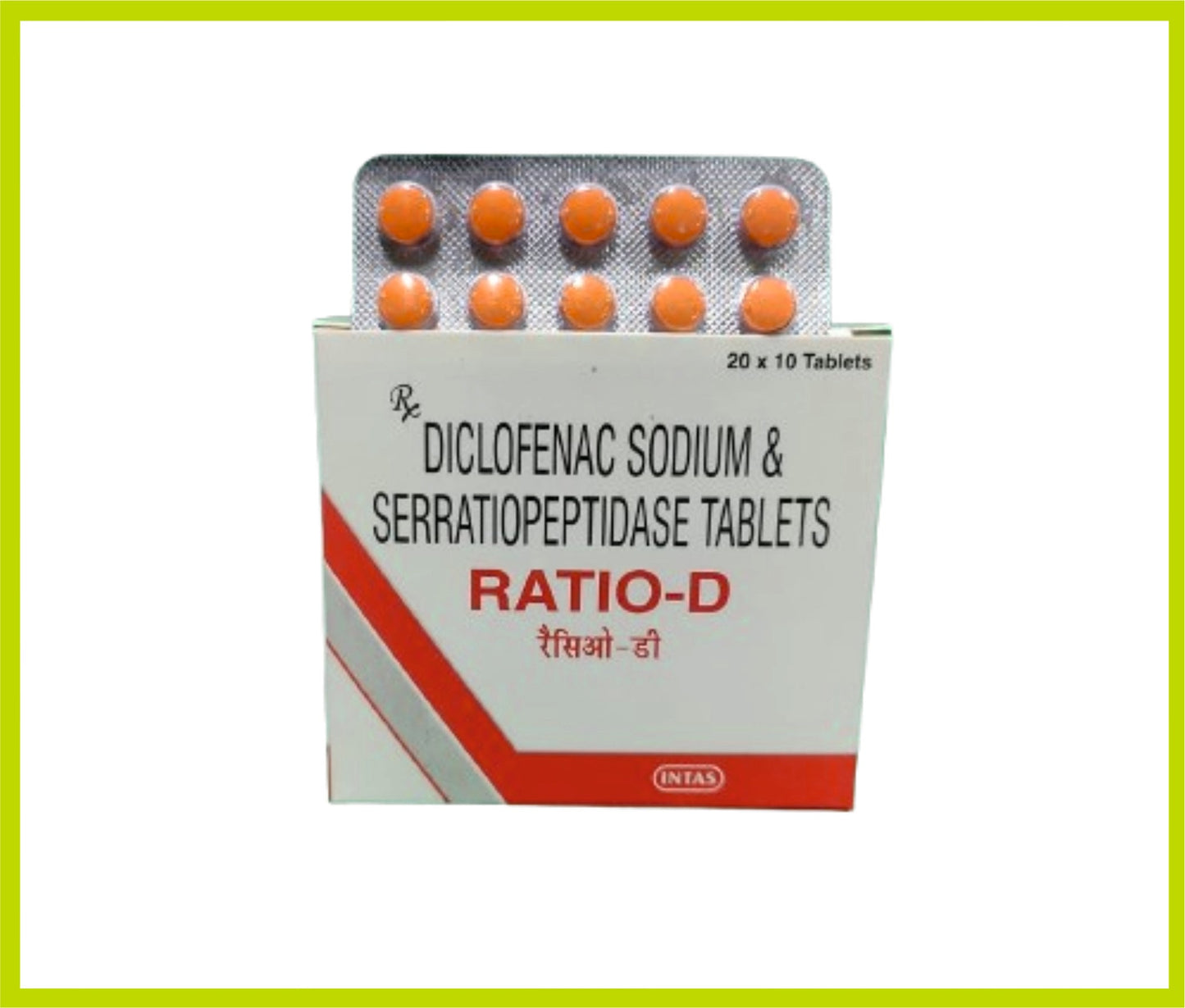 RATIO-D 10 TABLET (Serratiopeptidaz 10 mg + Diklofenak 50 mg) - Intas
