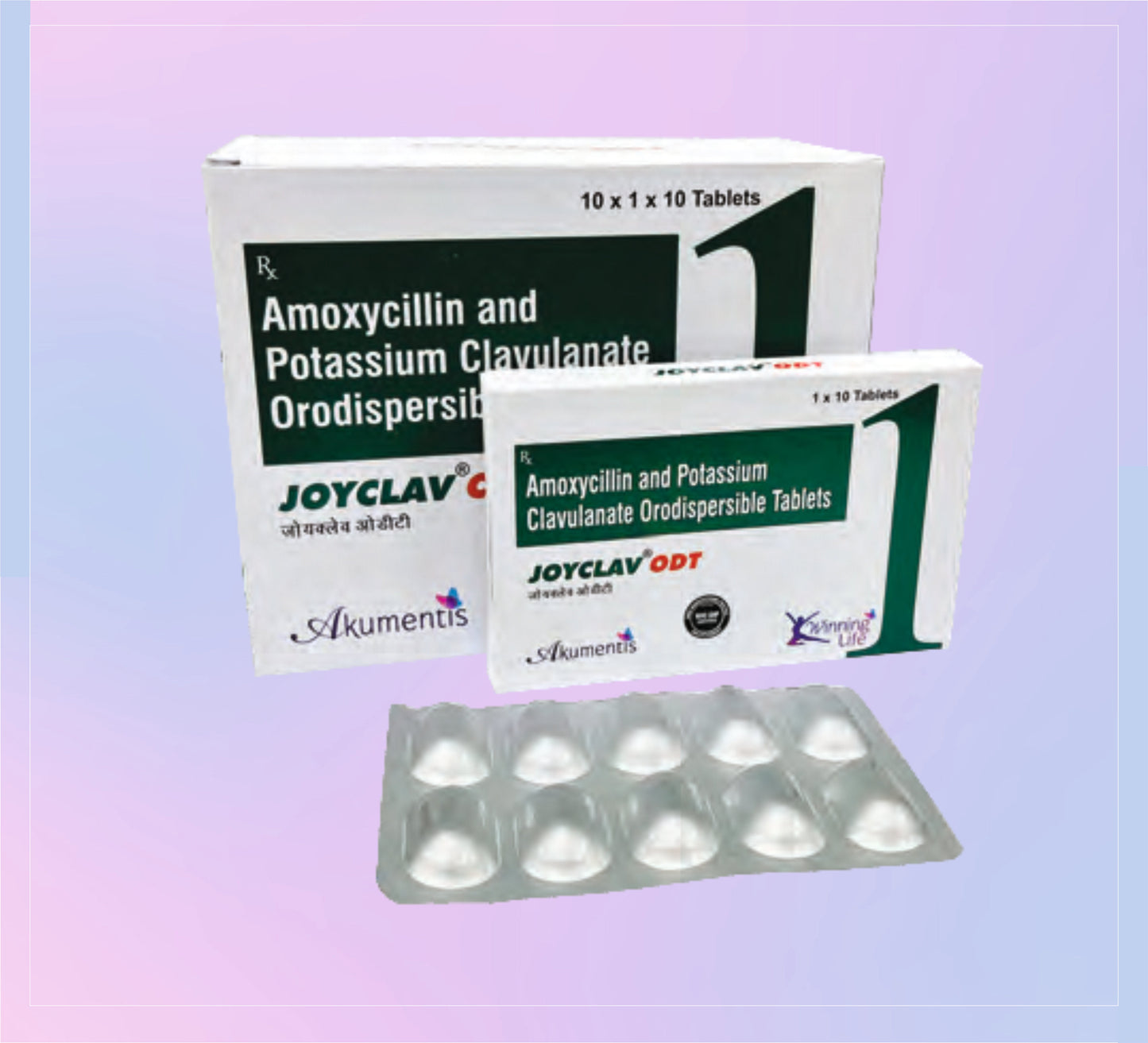 Joyclav Odt Tab (Al) 10`S 10x1x10 Amoxicillin 600 Mg + Clavulanic Acid 42.9 Mg   by Akumentis