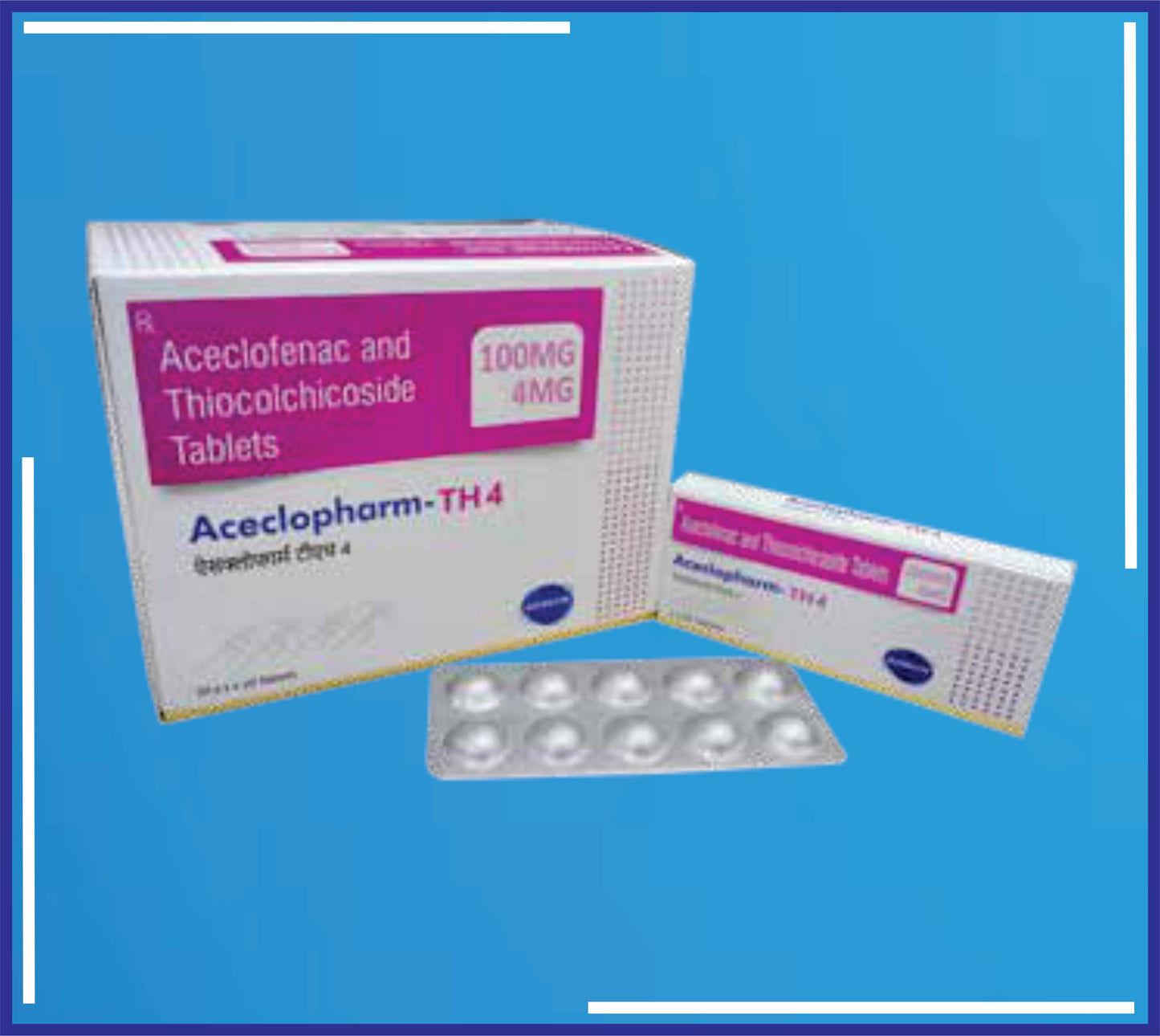 ACECLOPHARM-TH4 TAB (ألو-ألو) 20X1X10 (أسيكلوفيناك آي. بي. 100 مجم + ثيوكولشيكوسيد آي. بي. 4 مجم) من كيمسين