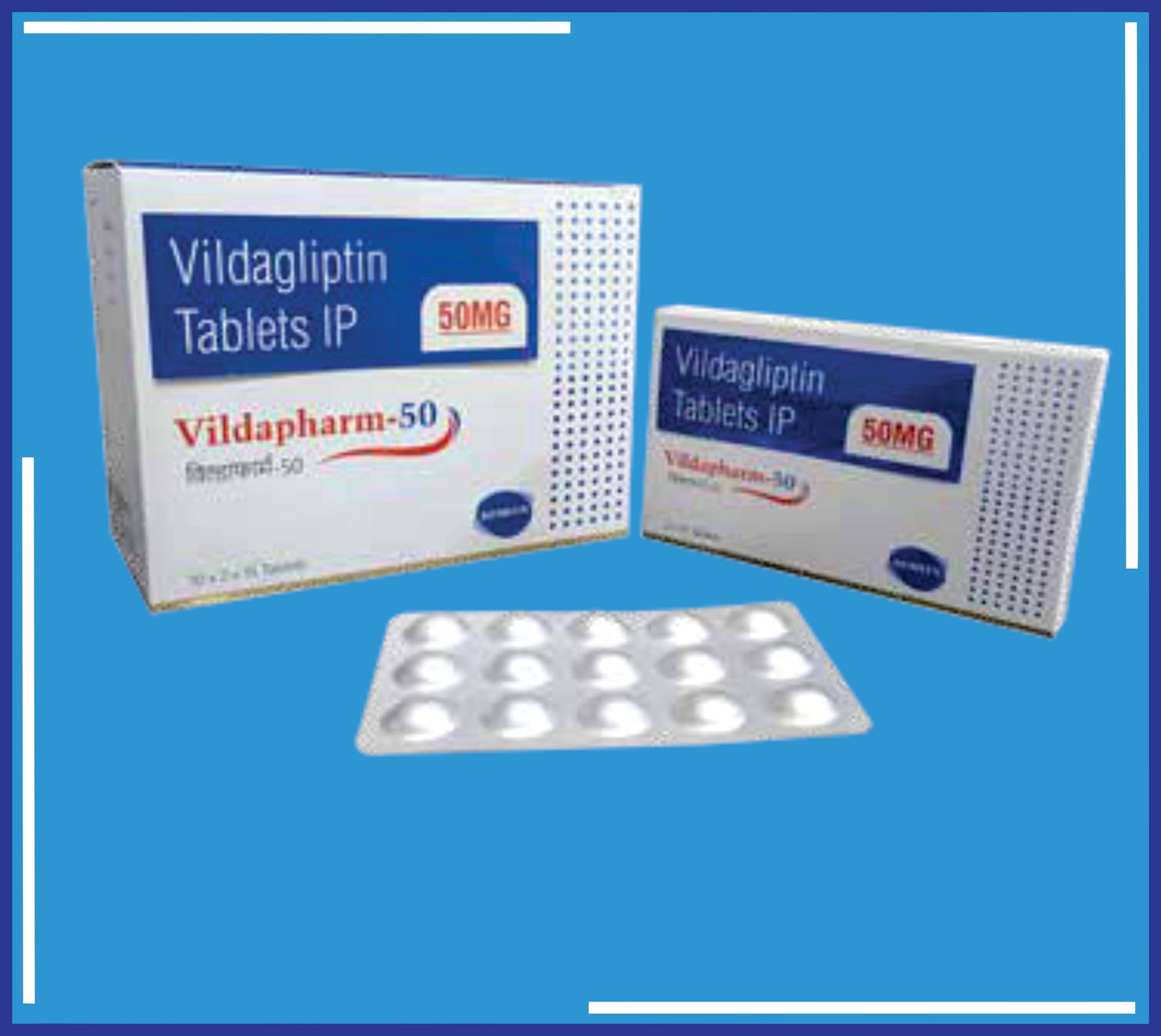 VILDAPHARM-50 TAB (ALU-ALU) 10X2X15 (Vildagliptin Ip 50Mg)by Kemsyn