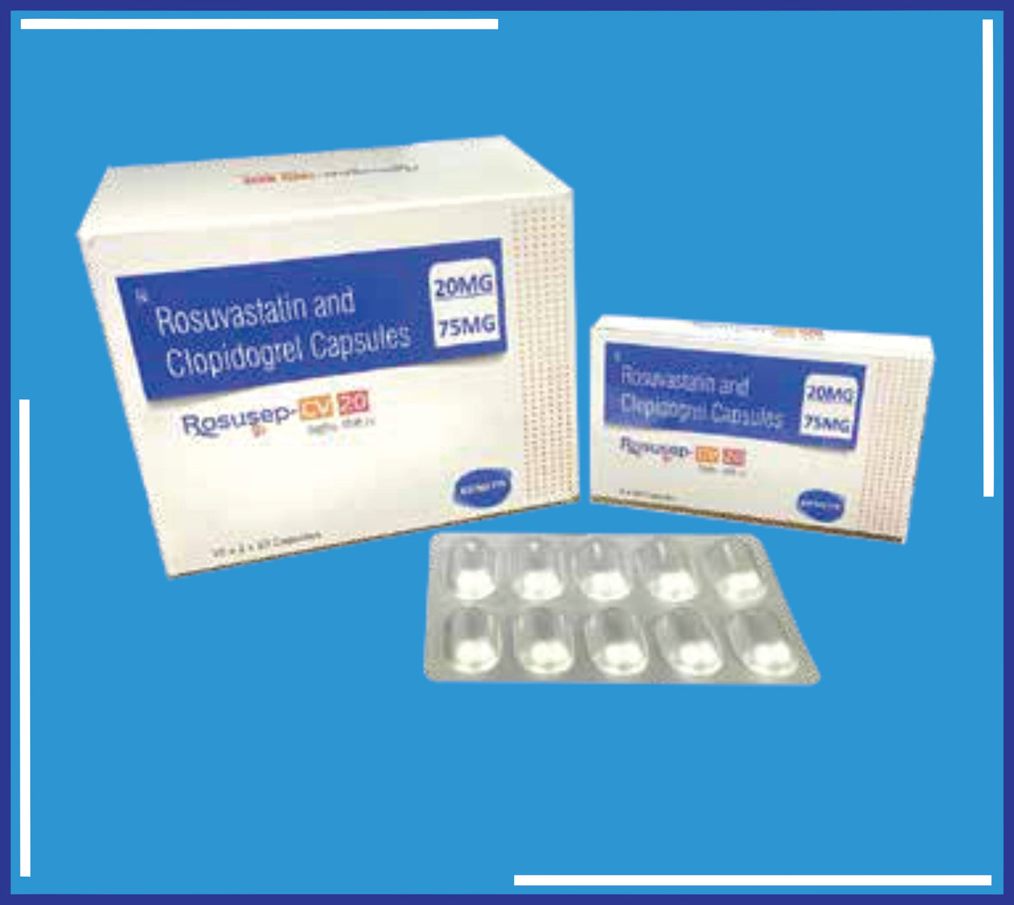 ROSUSEP CV 20 CAP (ALU-ALU) 10X2X10 (Rosuvastatin Calcium 20Mg + Clopidogrel 75Mg)by Kemsyn