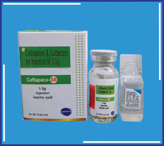 CEFTAPACE-SB 1.5 INJECTION 20MlVial (Ceftriaxime Anhydrouse 1Gm ,Sulbactam Sodium Usp (Sterile) 500 Mg, Sterile Water For)by Kemsyn