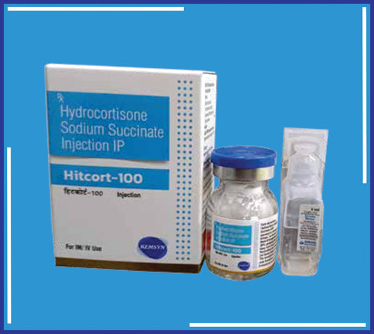 HITCORT 100 INJ 7.5MlVial(ShrinkOf25) (Hydrocortisone Sodium Succinate Usp, Sterile Water For Injection I.P. 5Ml)by Kemsyn