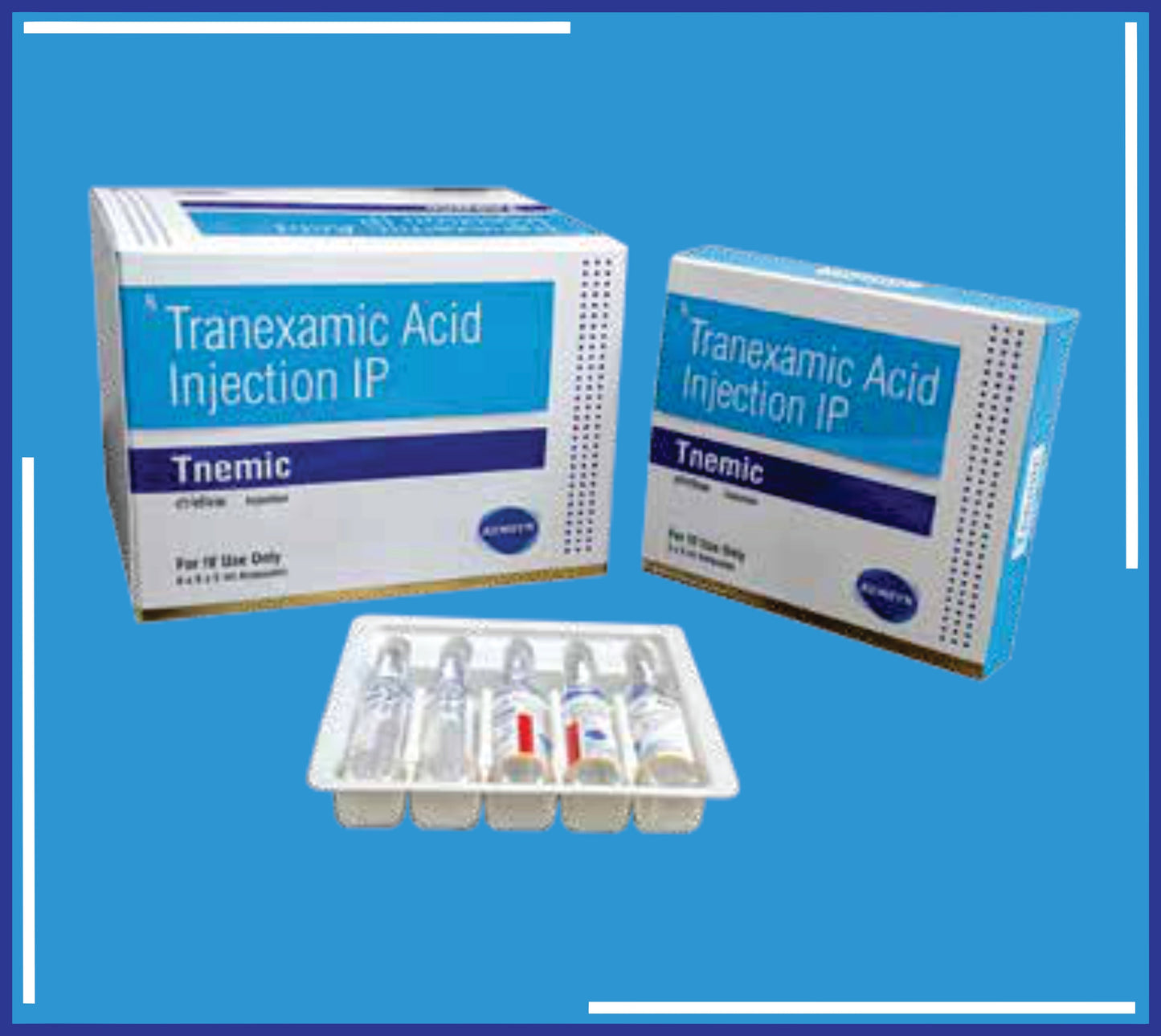TNEMIC INJECTION (TRAY PACK) 6X5X5Ml(ShrinkOf30) (Tranexamic Acid Ip 500Mg,Water For Inj.)by Kemsyn
