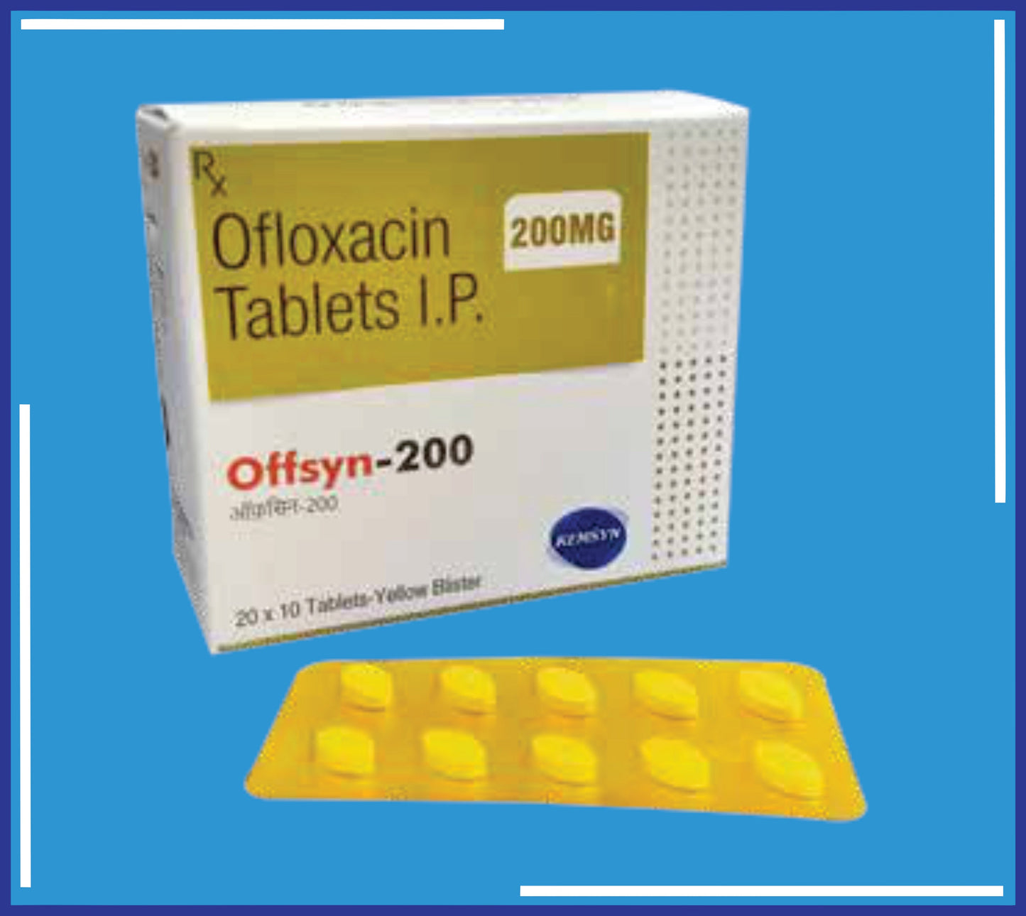 OFFSYN -200 TABLET (YELLOW BLISTER) 20X10 (Ofloxacin I.P. 200 Mg)by Kemsyn