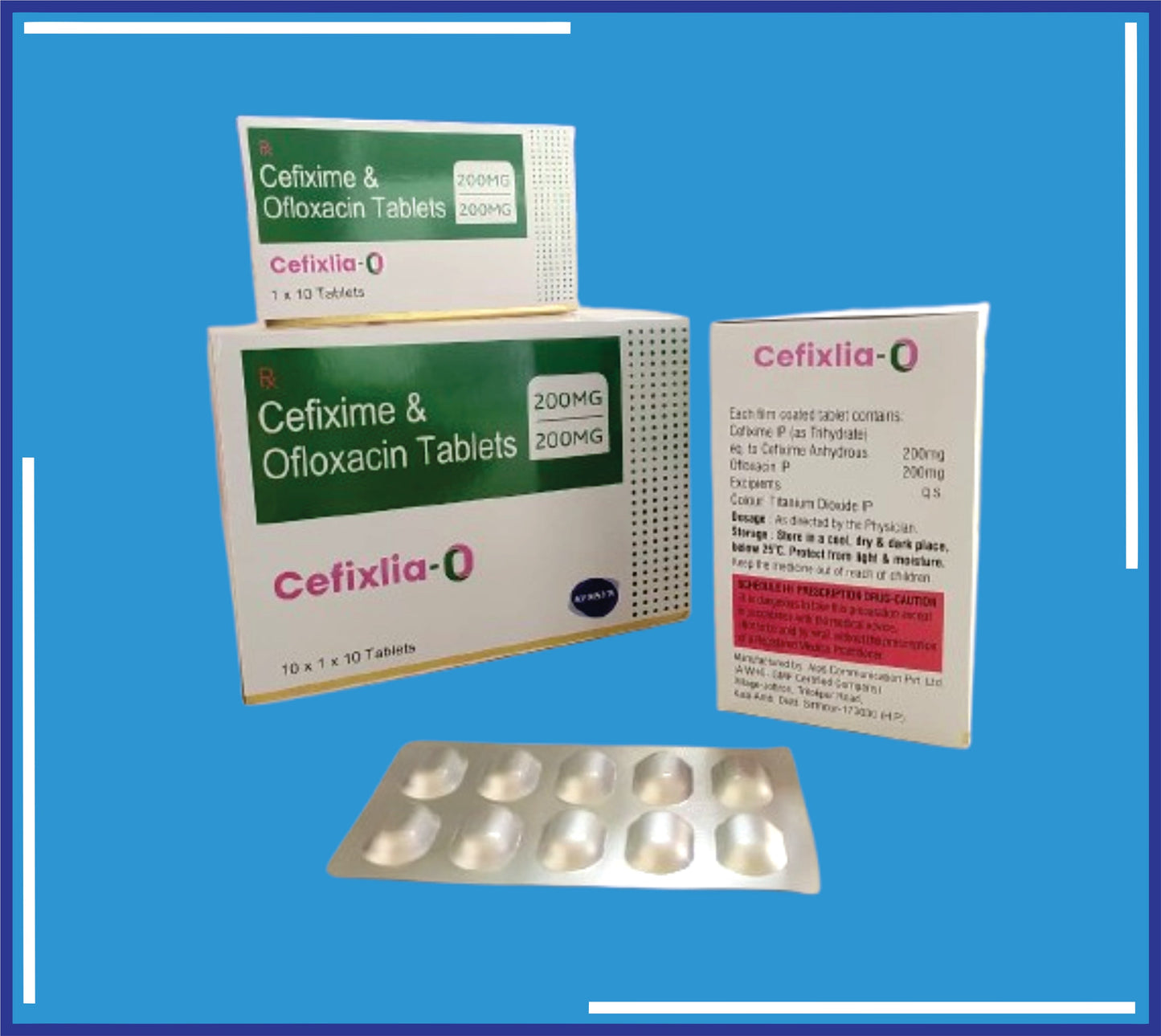CEFIXLIA-O 200 TABLET (ALU-ALU) 10X1X10 (Cefixime 200Mg + Ofloxacin 200Mg)by Kemsyn
