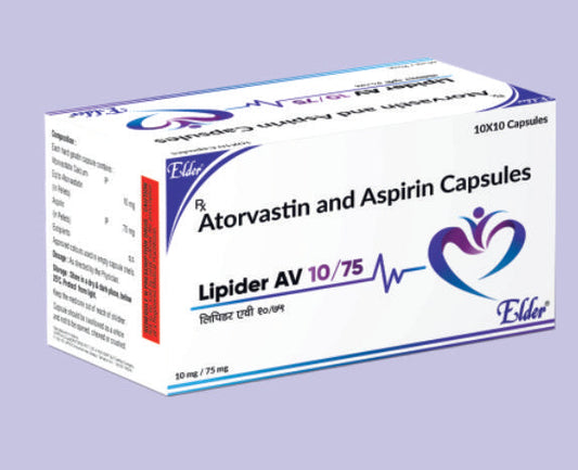 LIPIDER AV 10/75 CAPS 10'S ( Atorvastatin 10mg+Aspirin 75 mg ) by Elder