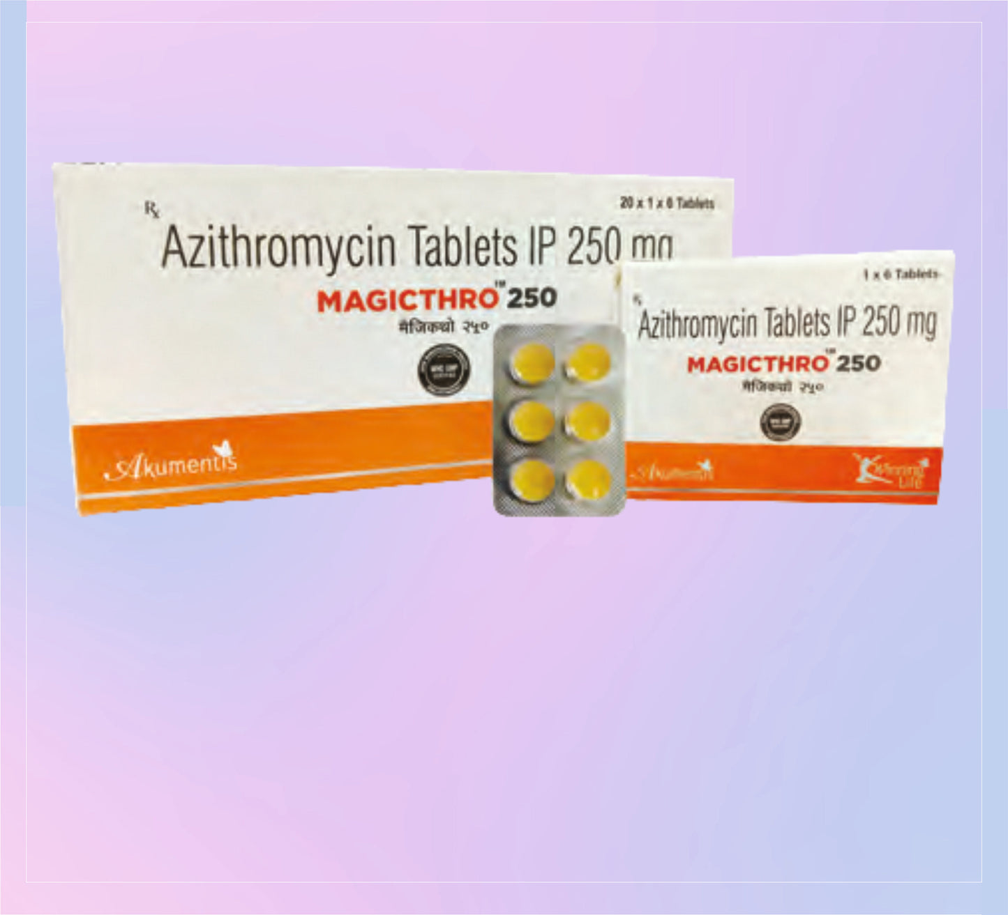 Magicthro 250 Tab (Bl) 20X1X6 Azithromycin 250 Mg   by Akumentis