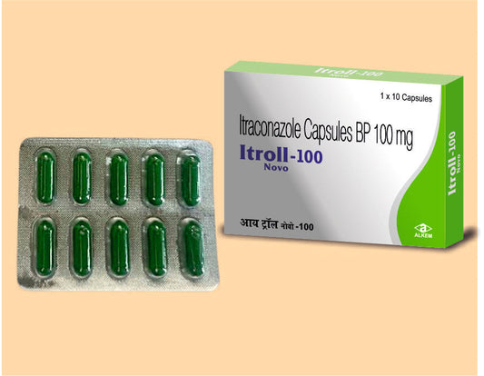 ITROLL NOVO 100 CAPSULES (10'S) Itraconazole 100 mg by Alkem1