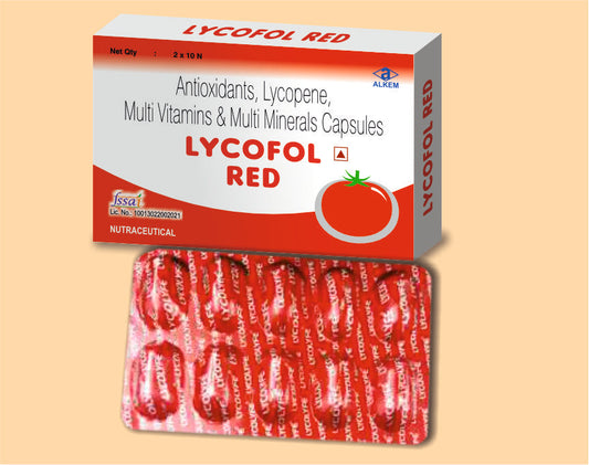 LYCOFOL RED CAPSULES (10'S) Multivitamin & multimineral With Lycopene, beta-carotene, Lutein ester, l-lysine by Alkem1