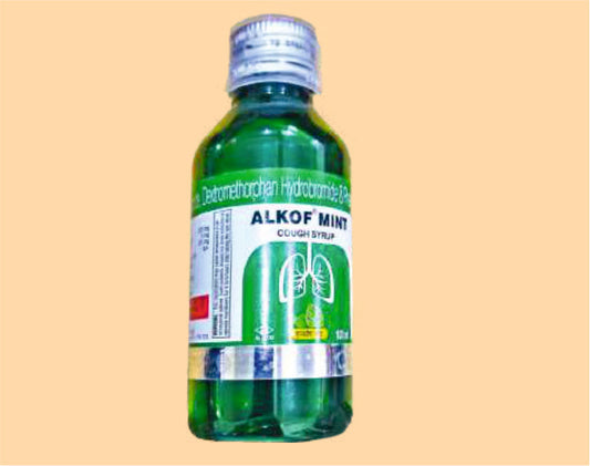 ALKOF MINT COUGH SYRUP (100ML) Cetirizine 2.5 mg + Dextromethorphan Hydrobromide 5 mg + Phenylephrine HCl 2.5 mg by Alkem1