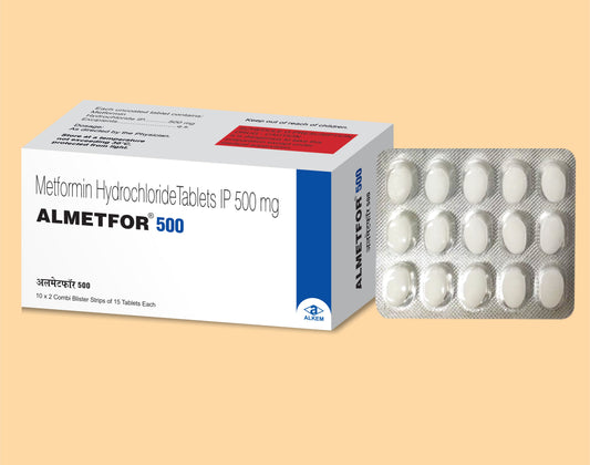 ALMETFOR 500 TABLETS (15'S) Metformin 500 mg by Alkem1