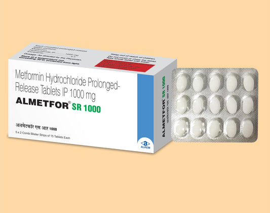 ALMETFOR-SR 1000 TABLETS (15'S) Metformin 1000 mg by Alkem1