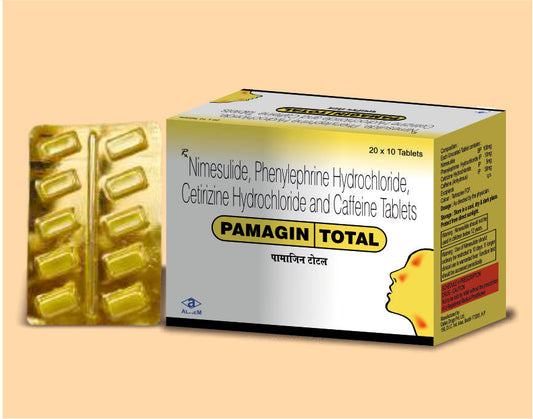 PAMAGIN TOTAL TABLETLER (10'LU) Nimesulid 100 mg + Fenilefrin Hidroklorür 10 mg + Setirizin Hidroklorür 5 mg + Kafein 30 mg by Alkem1