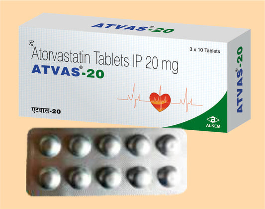 ATVAS 20 (3X10'S) Atorvastatin 20 mg by Alkem1