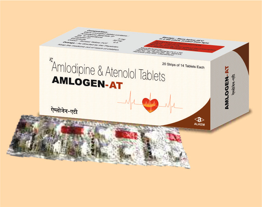 AMLOGEN AT (14'S) Amlodipine 5 mg + Atenolol 50 mg by Alkem1