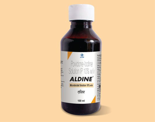 ALDINE MICROBICIDAL SOLUTION 10%
(100ML) Povidone Iodine 10% w/v by Alkem1