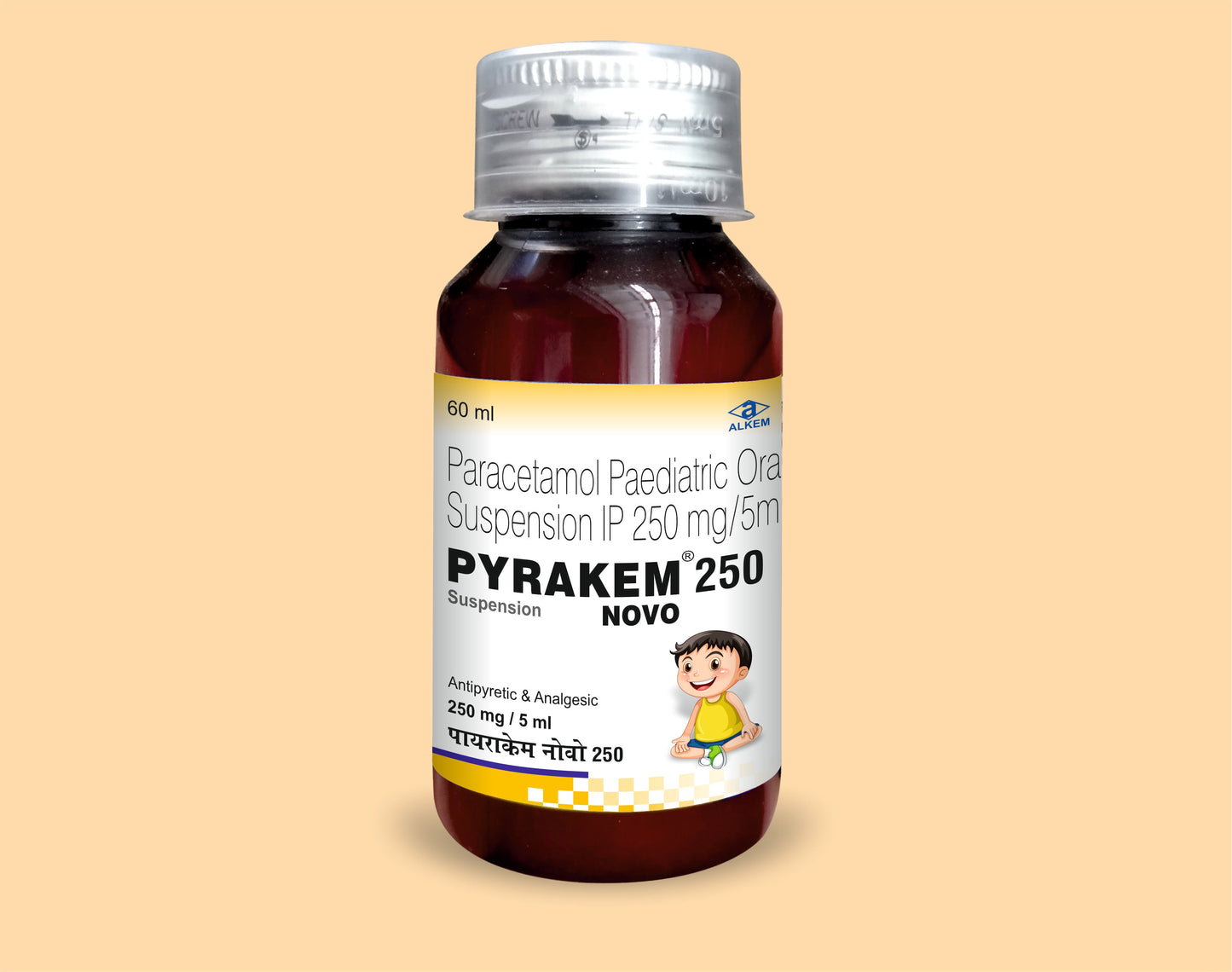 PYRAKEM NOVO 250 SUSPENSION (60ML) Paracetamol 250 mg by Alkem1