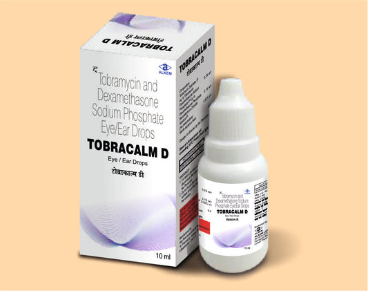 TOBRACALM-D EYE/EAR DROPS (10ML) Tobramycin 0.3% w/v + Dexamethasone Sodium Phosphate 0.1% w/v by Alkem1