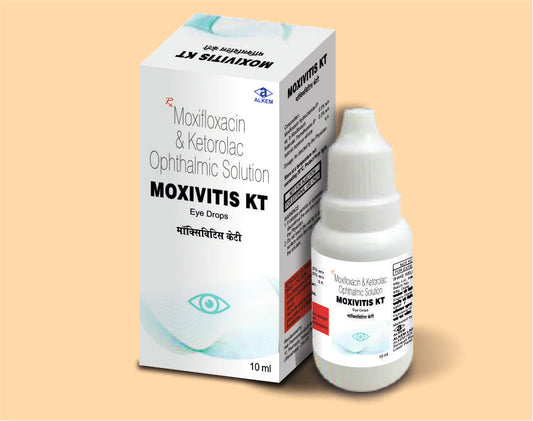 MOXIVITIS KT EYE DROPS (10ML) Moxifloxacin 0.5% w/v + Ketorolac Tromethamine 0.5% w/v by Alkem1