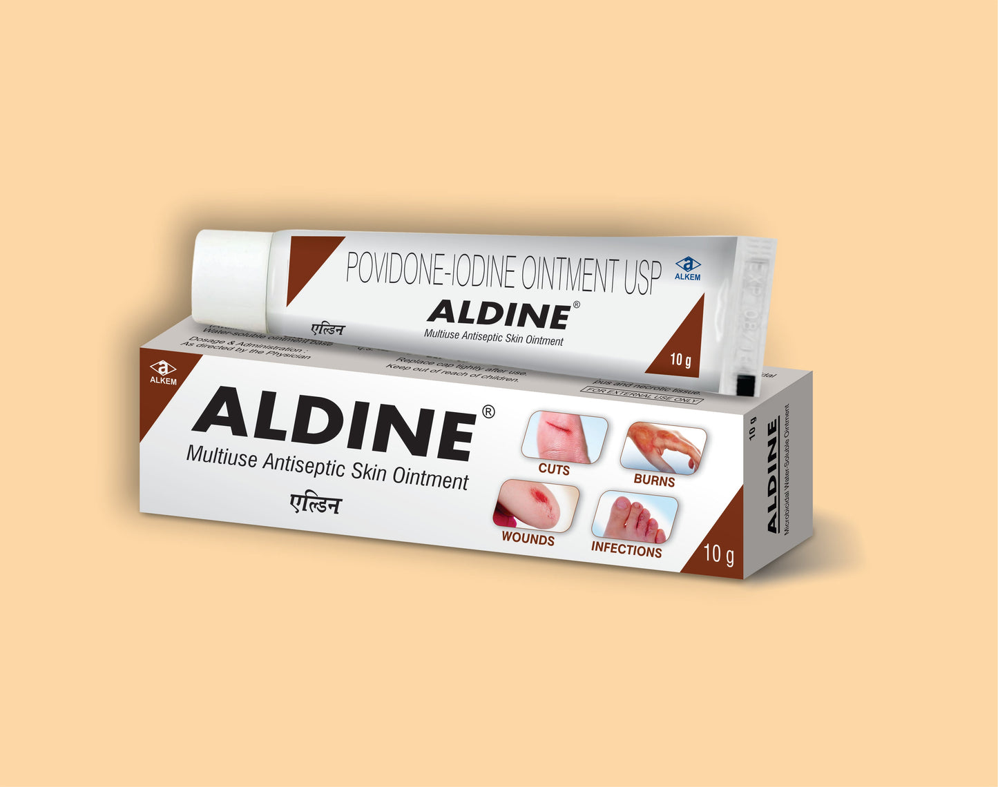 ALDINE OINTMENT 10 GM Povidone Iodine 5% w/w by Alkem1