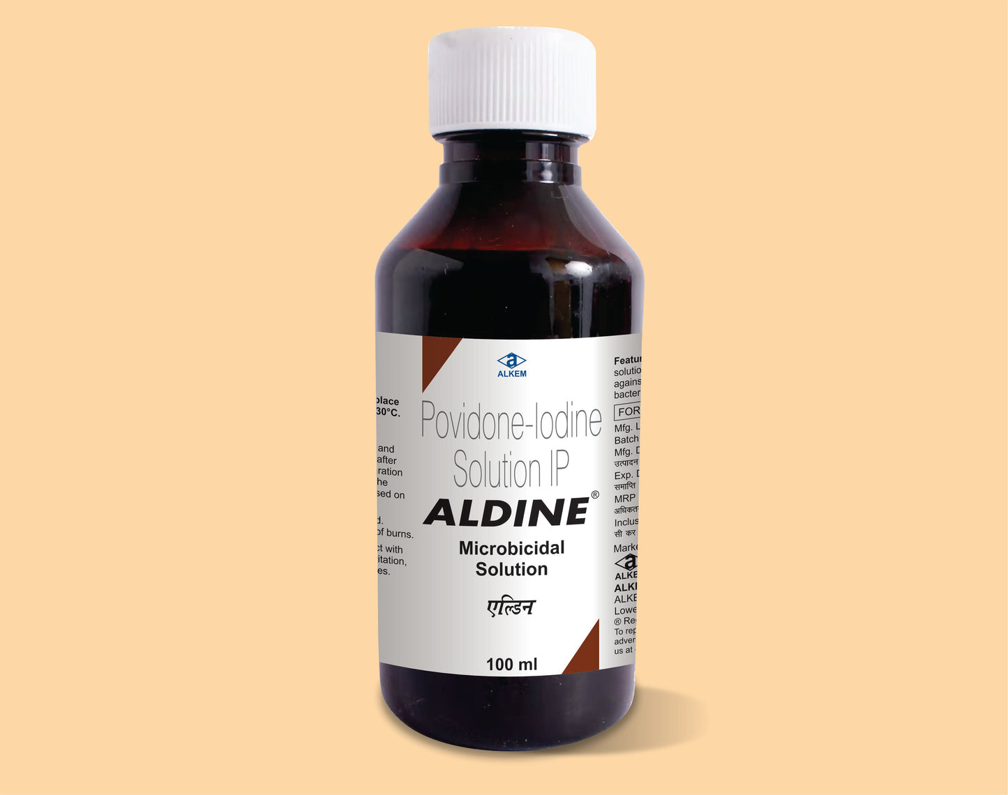 ALDINE MICROBICIDAL SOLUTION 100 ML Povidone Iodine 5% w/v by Alkem1