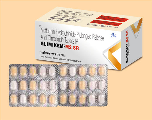 GLIMIKEM-M2 SR TABLETS (15'LİK) Glimepiride 2 mg + Metformin 500 mg - Alkem1