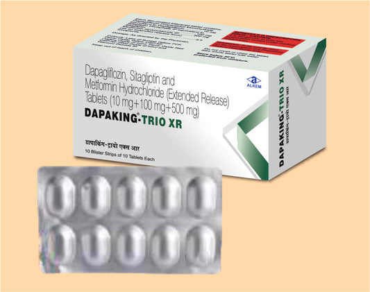 DAPAKING TRIO XR TABLETS (10'S) Dapagliflozin 10 mg + Sitagliptin 100 mg + Metformin Hydrochloride 500 mg by Alkem1