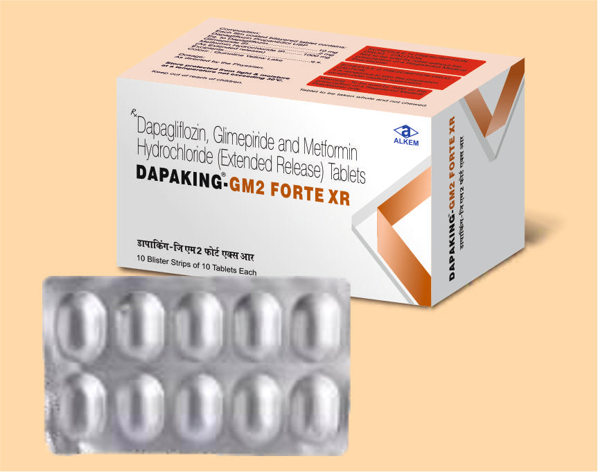 DAPAKING GM2 FORTE XR TABLETS (10'S) Glimepiride 2 mg + Metformin Hydrochloride 1000 mg + Dapagliflozin 10 mg by Alkem1