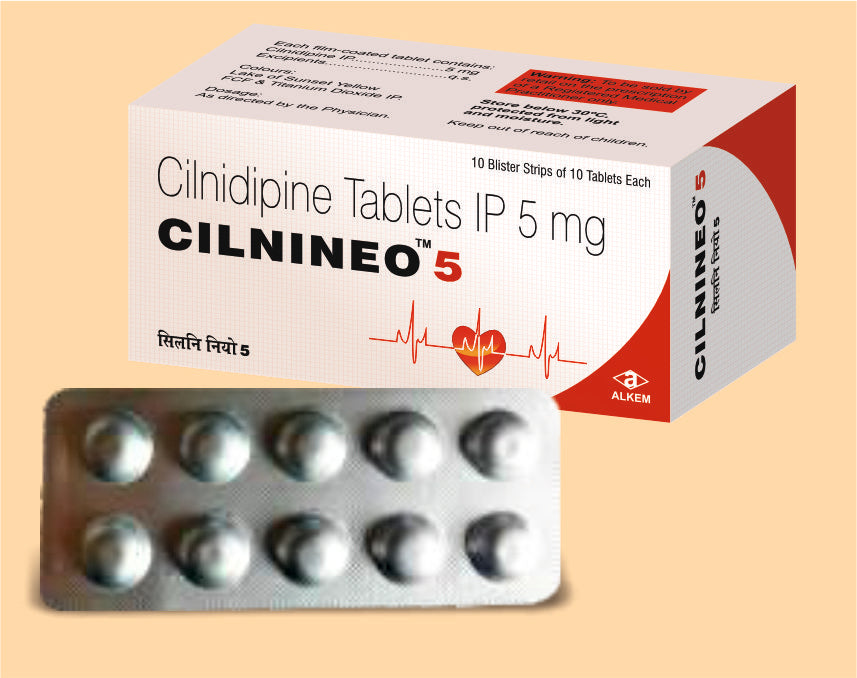 CILNINEO 5 TABLETS (10'S) Cilnidipine 5 mg by Alkem1